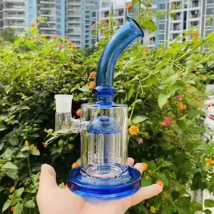 7" Glass Bubbler Bong Blue