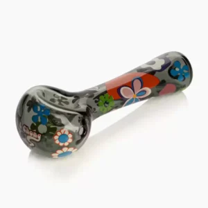 Cheech & Chong Glass 4.5" Smoke Power To The Flower Spoon Hand Pipe W/Ash Catcher Mouthpiece